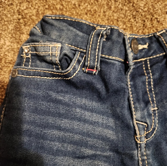 ๐ 3/$10 Lee Girl's 4T Cuffed Crop Adjustable Waist Blue Jeans - Picture 4 of 9